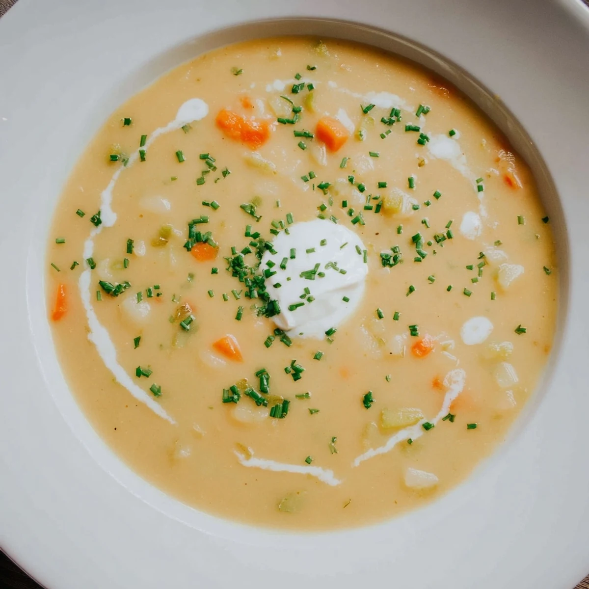 Creamy, comforting bowl of Ultimate Potato Soup, garnished with fresh herbs, ready to serve and enjoy.
