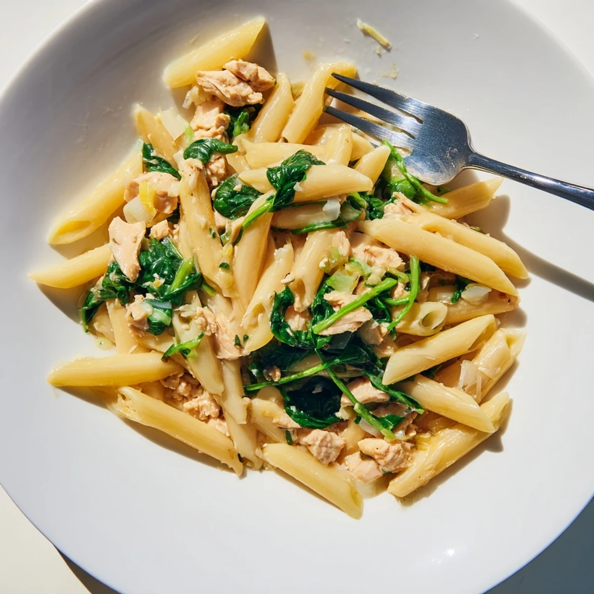 One-Pot Creamy Spinach & Turkey Christmas Pasta, a warm bowl of comfort, beautifully garnished.