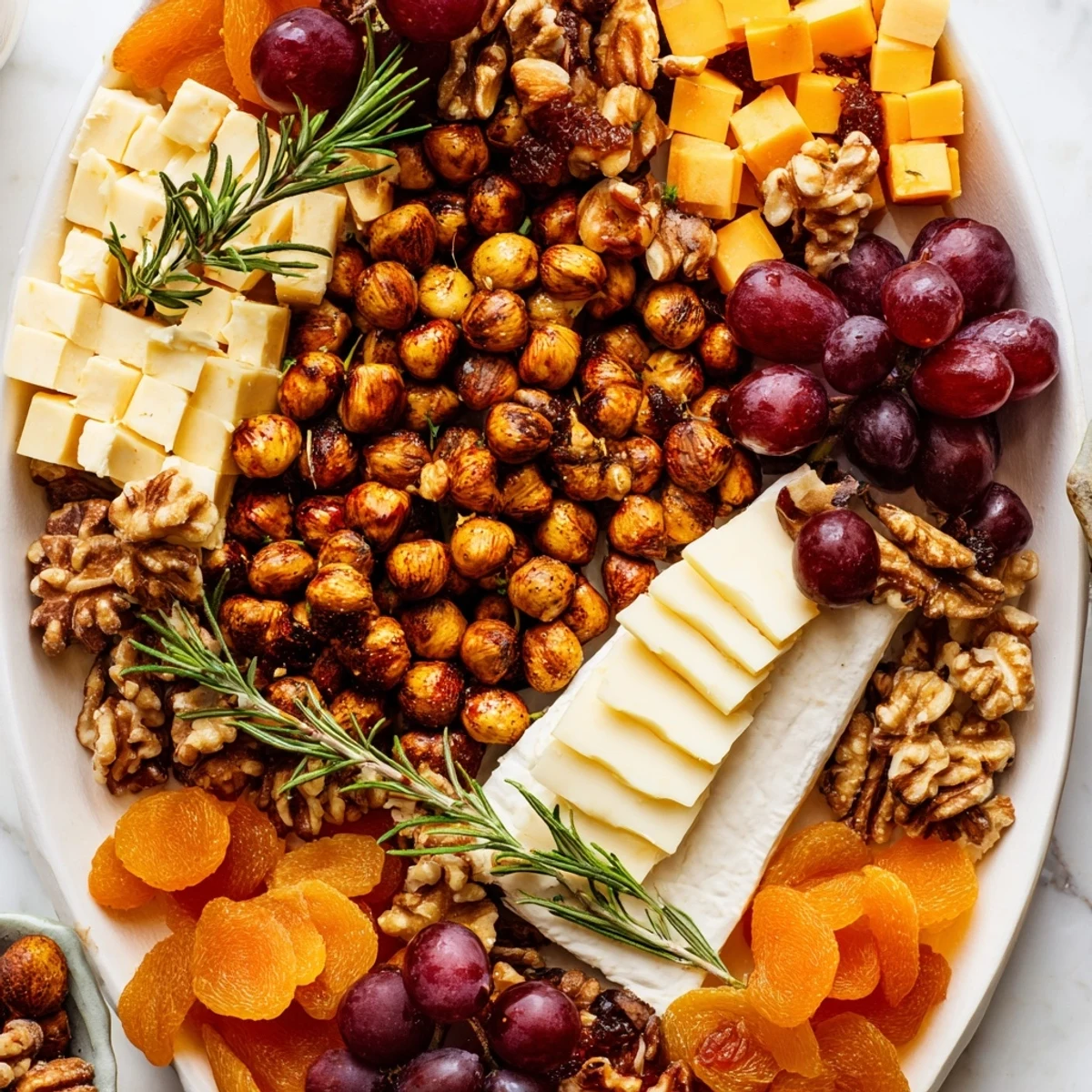 Squirrels Acorn Hoard Platter: a beautifully arranged appetizer, featuring roasted acorns, nuts, and cheeses for a fall feast.