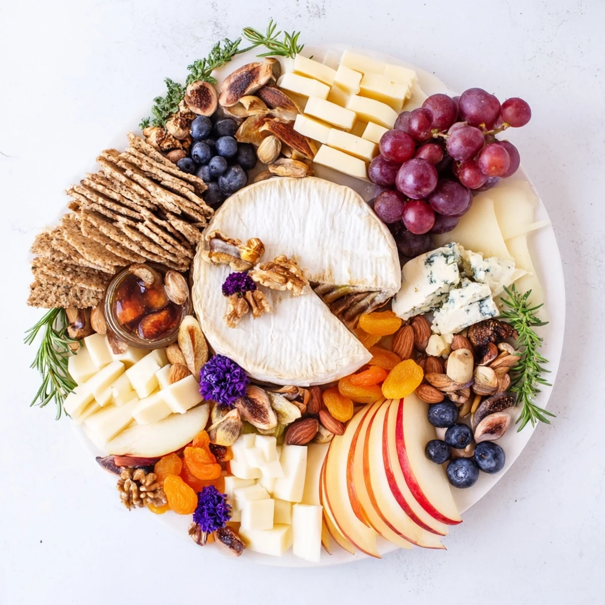 Imagine a vibrant Woodland Creature Cheese Platter: colorful fruits, gourmet cheeses, and honey drizzled over crackers.