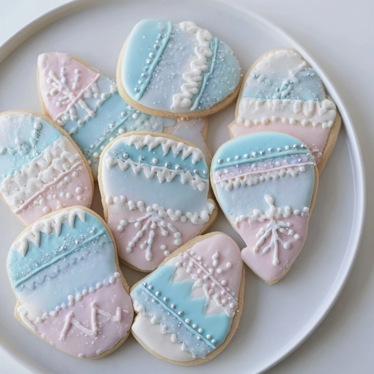 A delightful display of mitten cookies, frosted with intricate patterns and delicious sprinkles for snacking.