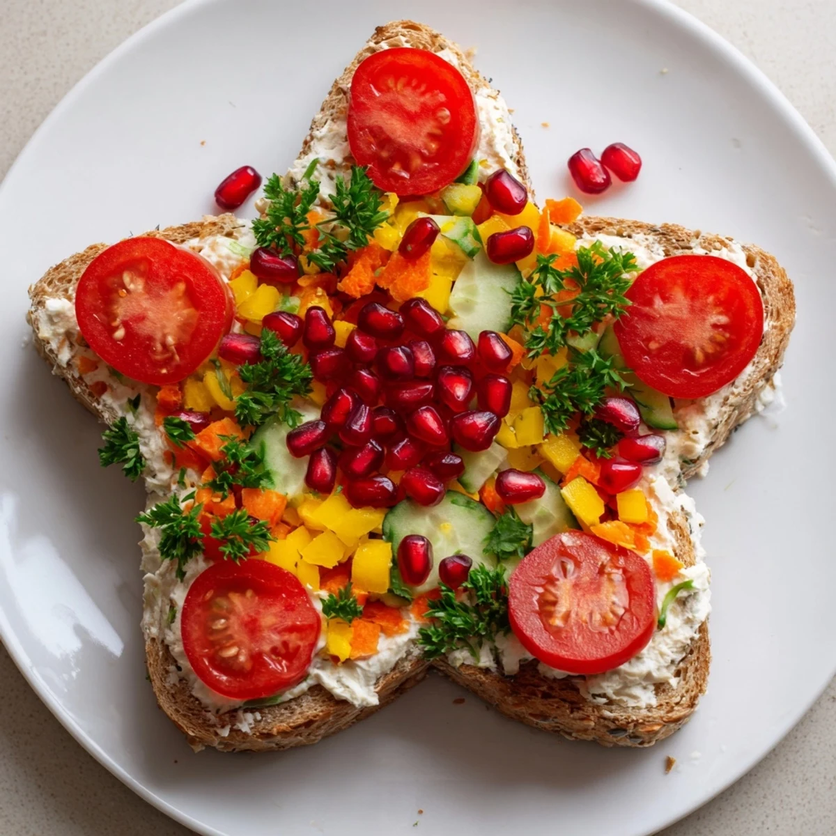 Colorful Crown Jewels Star-Shaped Sandwiches with creamy filling, perfect for a kid-friendly snack.