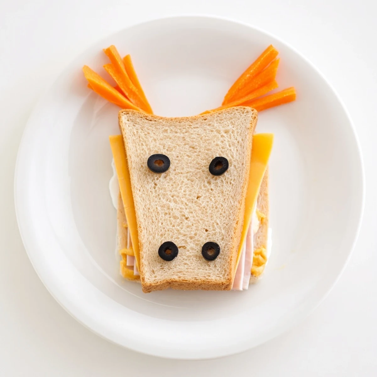 Freshly made Horse Head Sandwiches, a fun, kid-friendly meal with visually appealing toppings and textures.