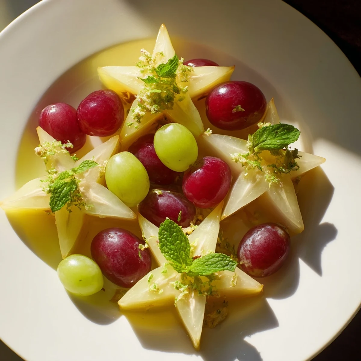 Sliced Starfruit Grapes Garnish