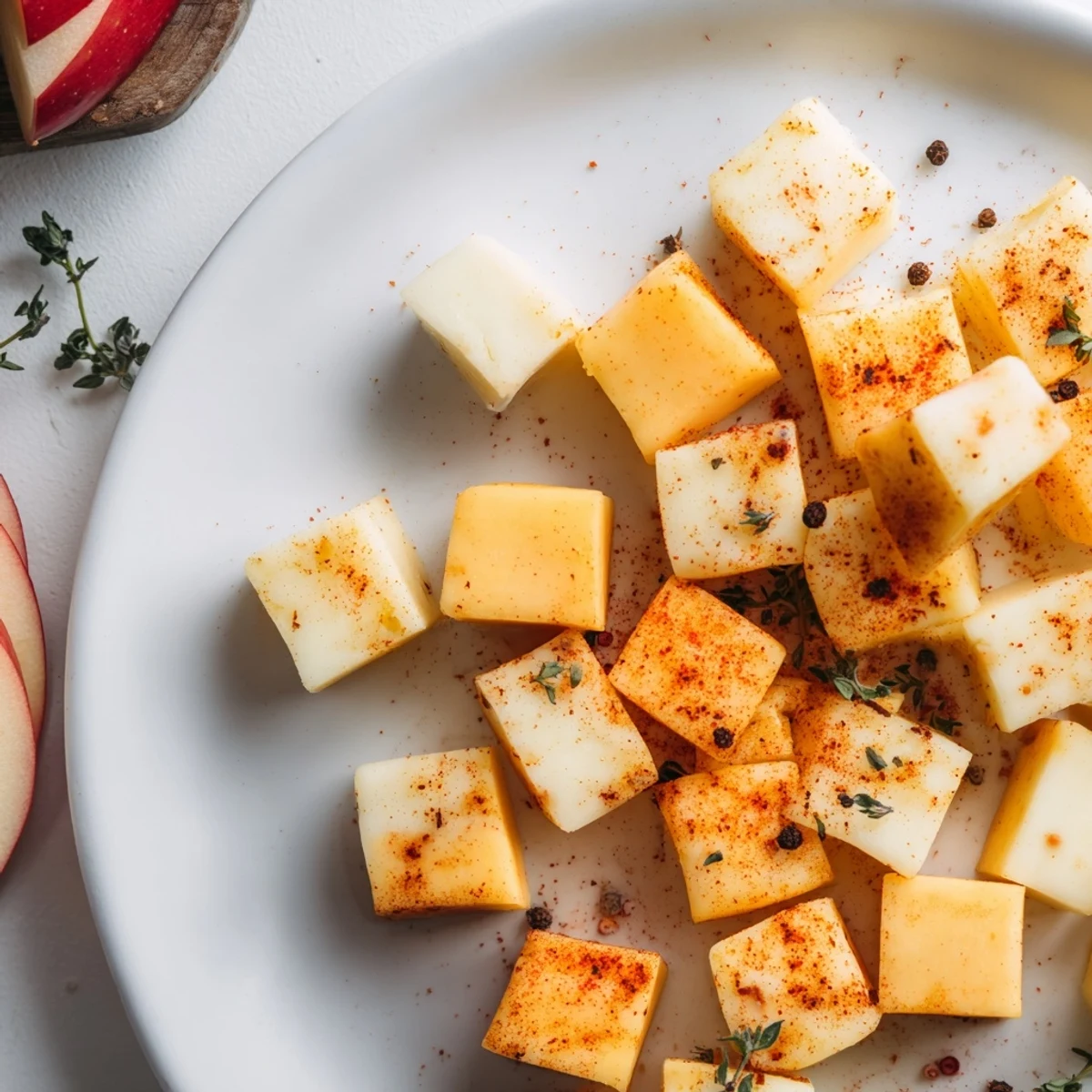 Beautifully plated The Autumn Ember features delicious cheese and apple for a festive taste.