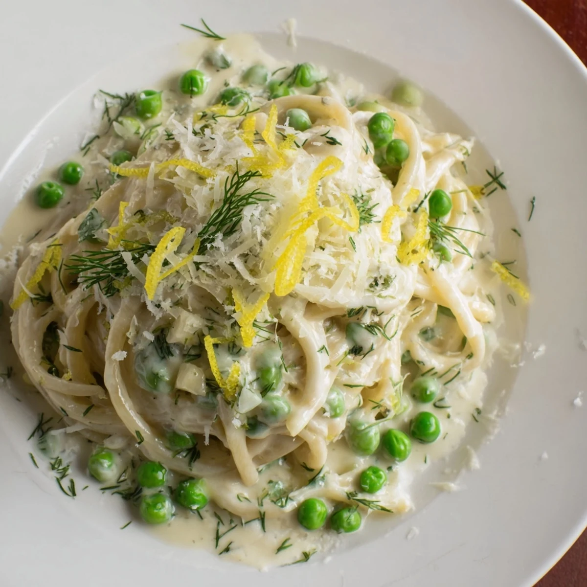 Creamy Dill Pasta swirled with fresh herbs and a rich, luscious sauce—a delightful main dish.