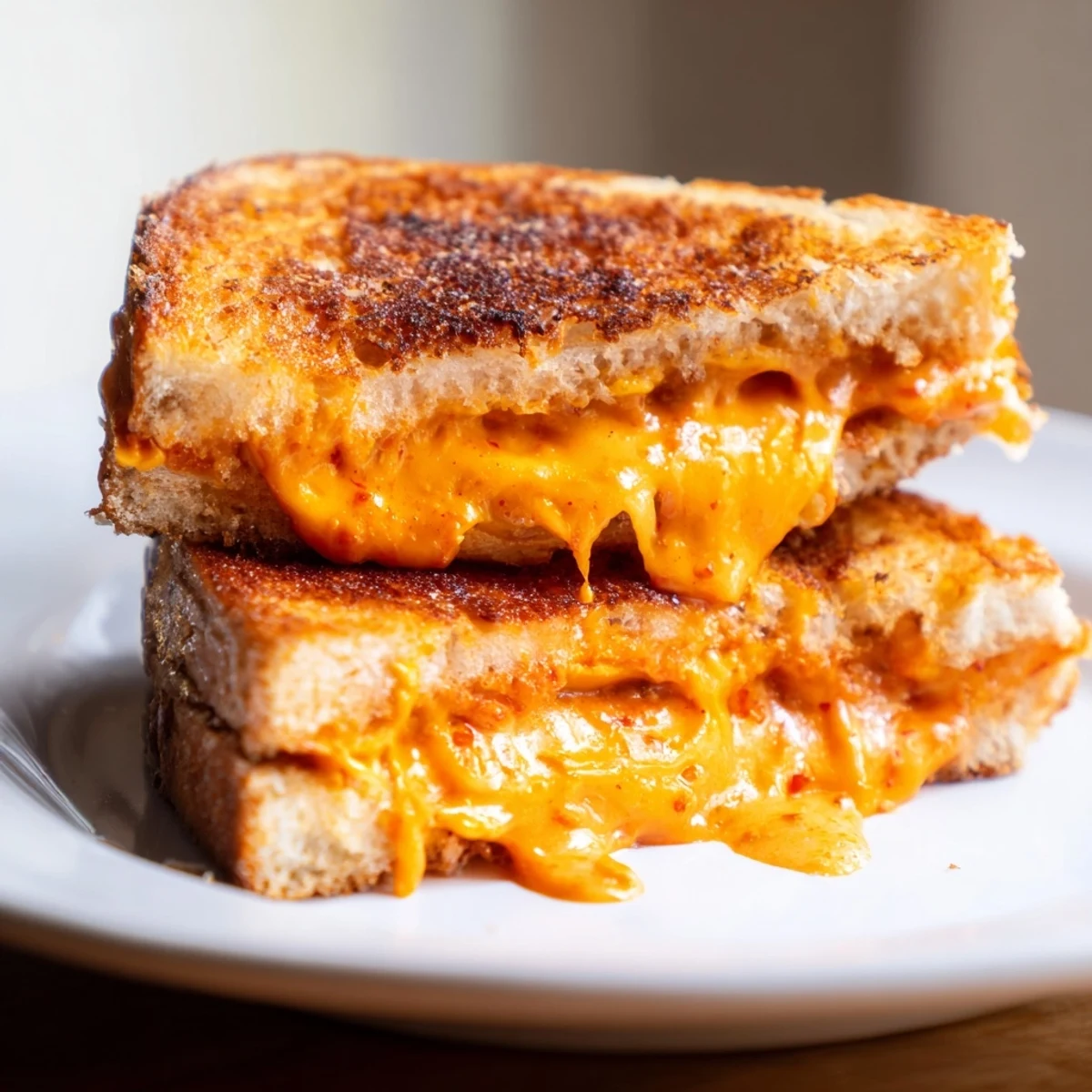 Warm, comforting image: Perfectly grilled Spiked Grilled Cheese, ready to be sliced and devoured.