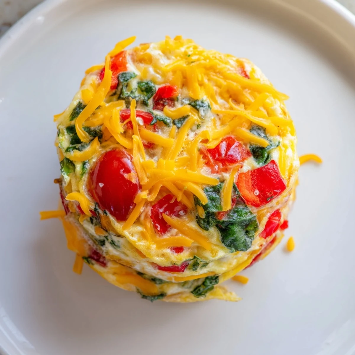 Golden-brown Customizable Egg Muffins, fluffy and baked with colorful veggies and melted cheese in muffin cups.