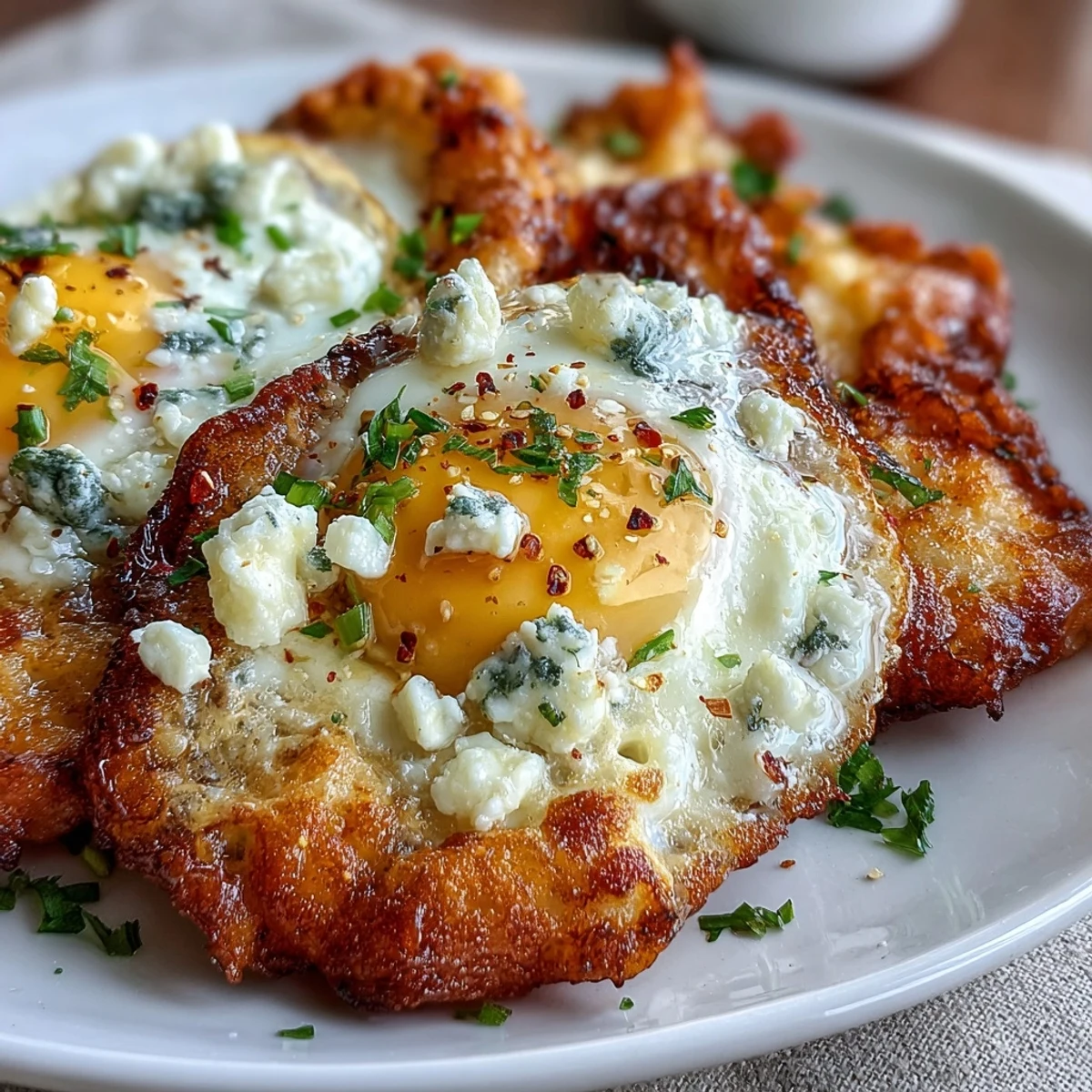 Golden, crispy feta nests cradle two sunny-side-up eggs in this easy Mediterranean breakfast.