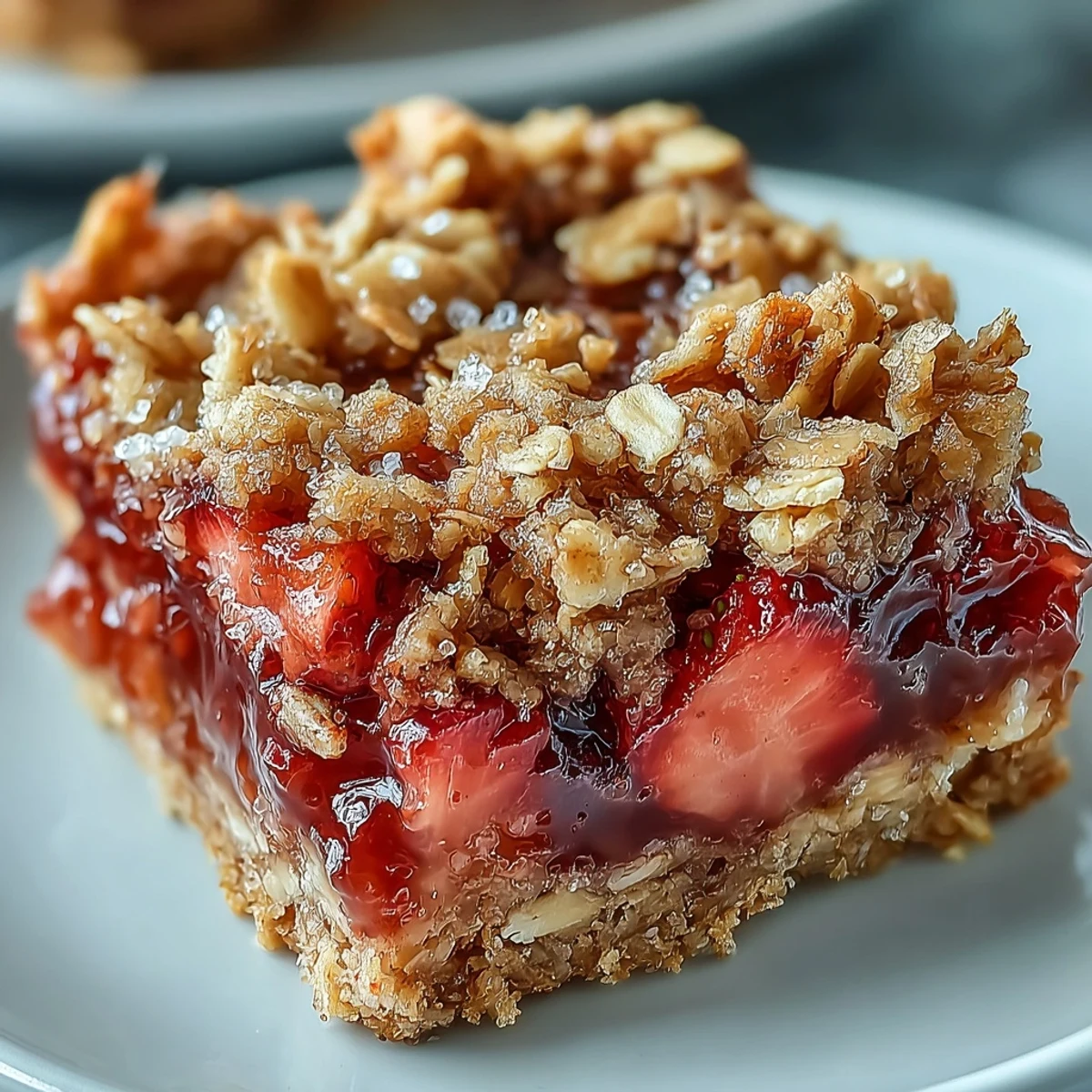 Strawberry Rhubarb Crumble Bars with Buttery Oat Crust