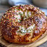 Soft, chewy high-protein cottage cheese bagels fresh from the oven, ready for slicing.  