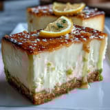 Creamy Limoncello cheesecake bars with a zesty lemon cookie crust, perfect for summer dessert.  