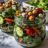 Mason Jar Salads for the Week: Colorful, nutrient-dense meal prep featuring leafy spinach, juicy cherry tomatoes, and creamy avocado.