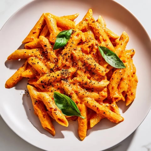 Steaming Basil Garlic One-Pot Creamy Tomato Pasta, rich with Parmesan, ready to serve and enjoy.
