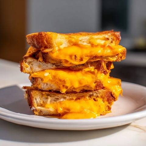 Crispy golden Spiked Grilled Cheese with melted cheddar and spicy sriracha mayo, a perfect, flavorful lunch.