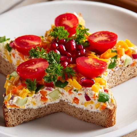 Vibrant red and yellow peppers shine in these homemade Crown Jewels Star-Shaped Sandwiches, a tasty treat.