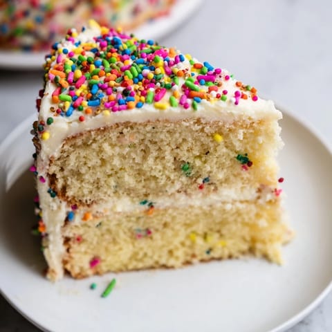 Moist vanilla layers and creamy buttercream compose this stunning Happy Birthday cake, perfect for any party.