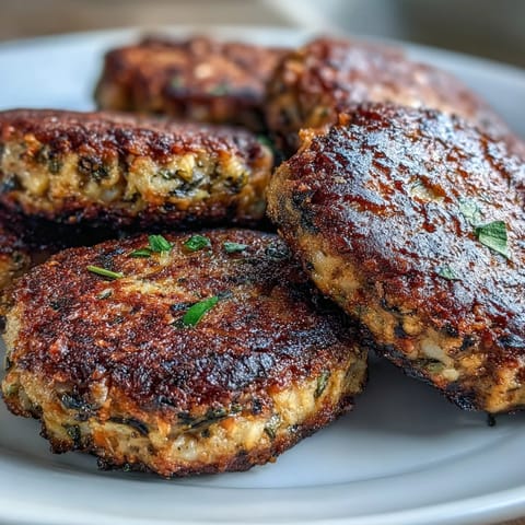 Golden-baked Black-Eyed Pea Burger Patties with parsley and spices sit on a baking sheet, ready for a healthy vegetarian meal.