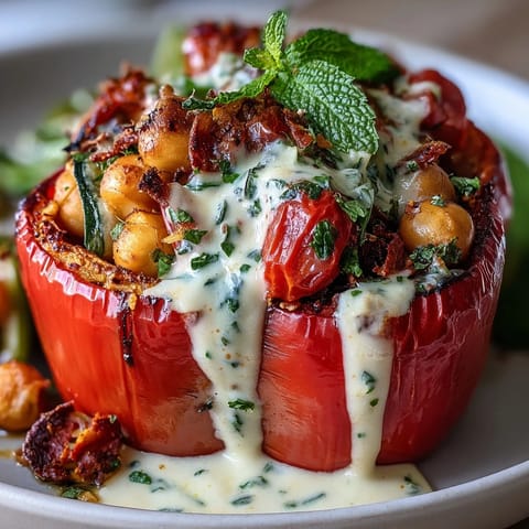 Vegan Mediterranean Chickpea Peppers