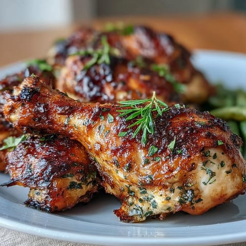 Golden baked chicken drumsticks coated in zesty ranch seasoning, served with crisp roasted green beans for a simple, keto-friendly dinner.
