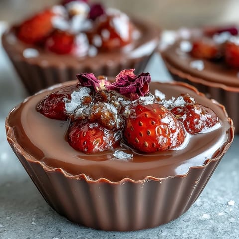 Luxurious Dubai Chocolate Strawberry Cups with Pistachio Crunch, filled with fresh strawberries and topped with fragrant pistachio clusters.