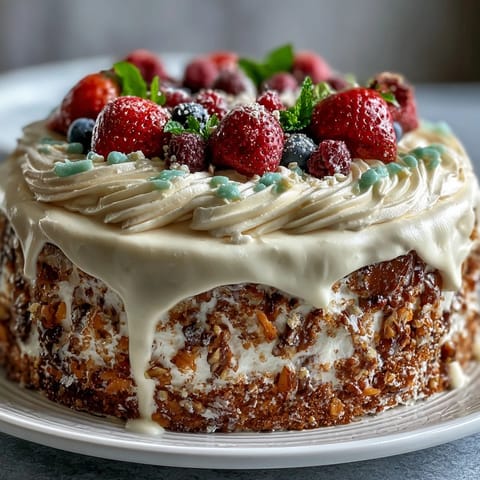 Festive Easter dessert table with carrot cake, pavlova, and lemon tart, a perfect spring spread for celebration.