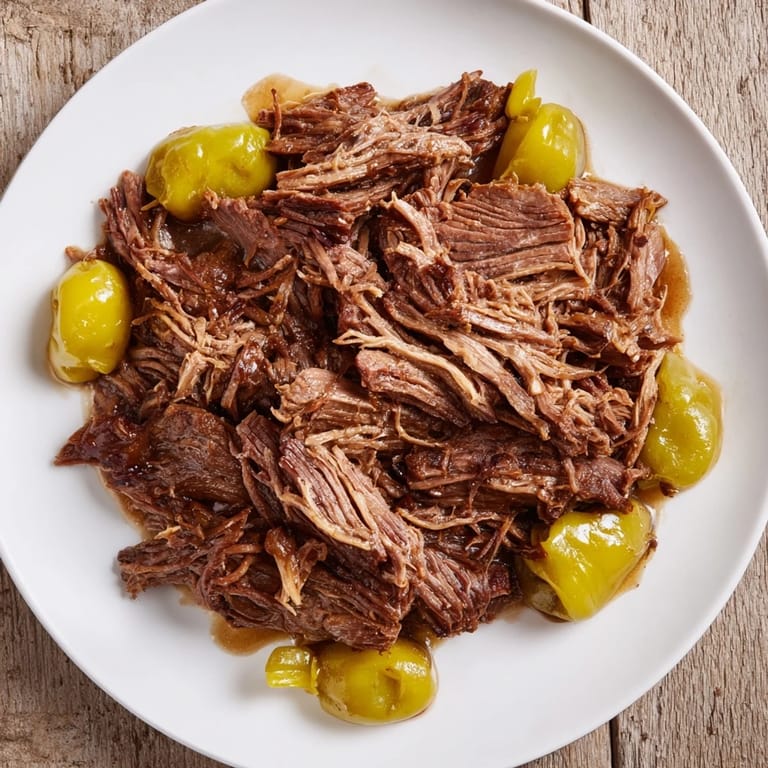 Melt-in-your-mouth Slow Cooker Mississippi Pot Roast: fall-apart beef with creamy, rich gravy.