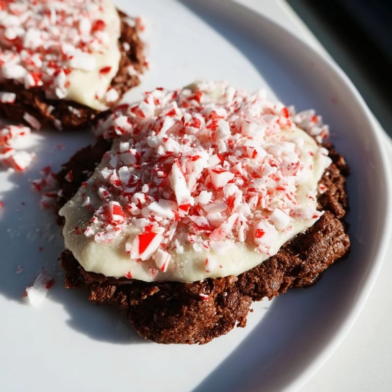 Delicious Peppermint Bark Cookies, a holiday treat: Buttery chocolate base topped with creamy white chocolate and peppermint.