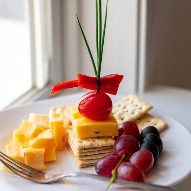 Graduation Cap Platter features a baby brie base, topped with a cracker "cap" and decorated with olives and cheese.