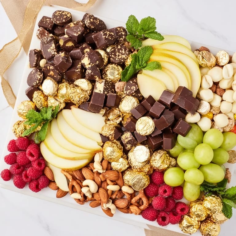 This stunning New Year's chocolate board arrangement showcases an assortment of delicious treats for the celebration.