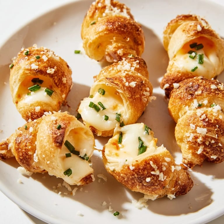 Freshly baked Savory Rolls: Crescent Roll Baked Cheese Bites, perfect for dipping, with melted cheese.