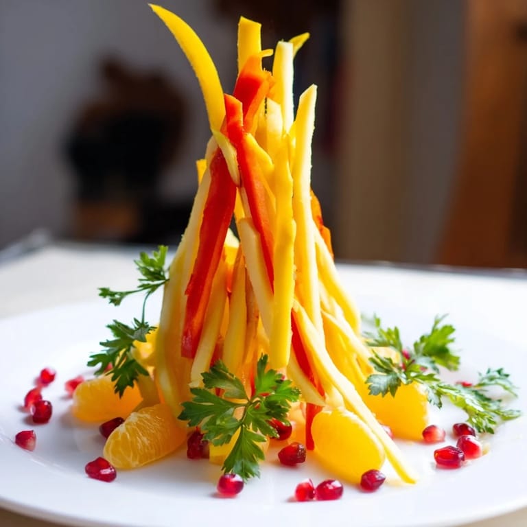 Enjoy the visually stunning Bonfire Warmth Centerpiece, an easy, vegan appetizer with fresh produce and dipping options.