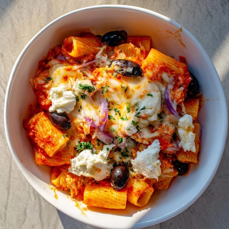 Flavorful One-Pot Pizza Pasta Express with visible veggies, a quick and easy Italian-American meal.