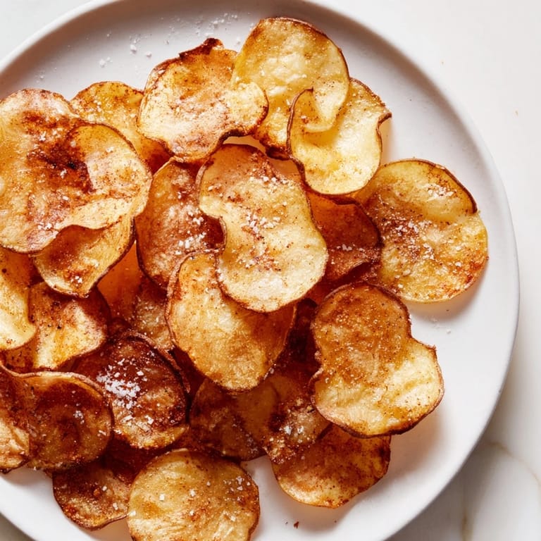 Crispy, seasoned air-fryer potato chips, a healthier alternative to deep-fried, perfect for sharing.