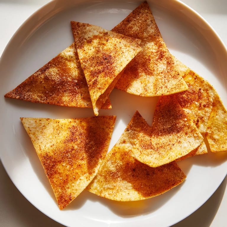 Freshly made air-fryer tortilla chips, lightly seasoned and ready to scoop up your favorite salsa.
