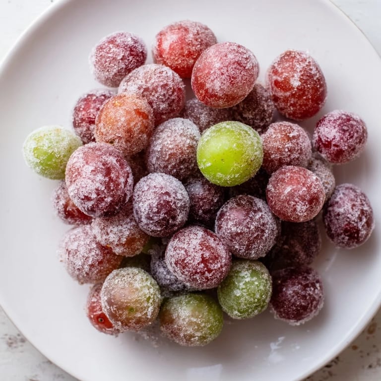 Sweet and crisp frozen grapes are piled high, a cool and healthy summer treat.