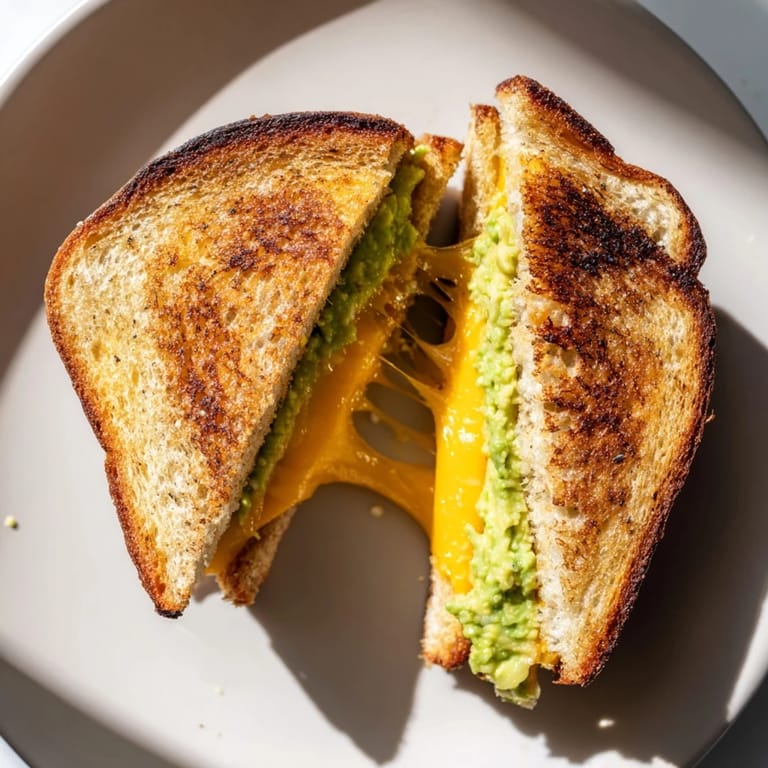 Imagine the toasted perfection of Avocado Toast Grilled Cheese, with creamy avocado and cheddar cheese.
