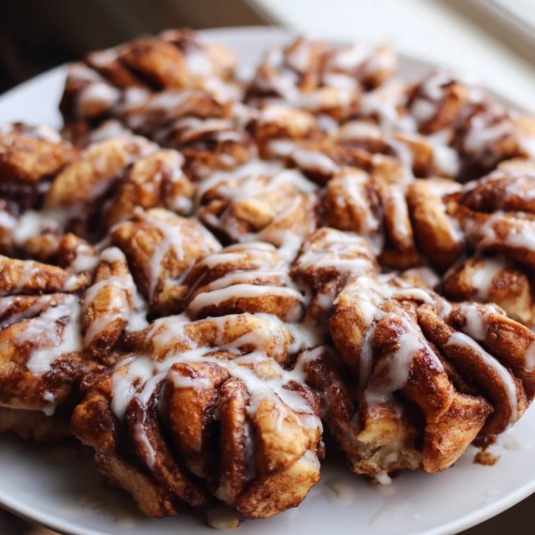 Warm, fluffy slices of Cinnamon Roll Pull-Apart Snowflake, ideal for sharing on Christmas morning.