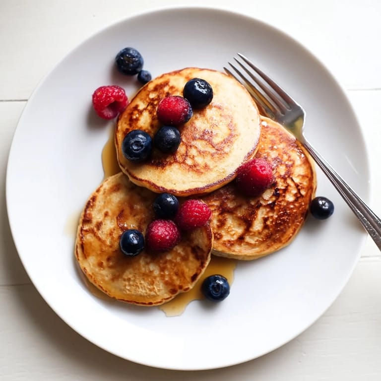 Homemade gluten-free banana pancakes served warm with a dollop of Greek yogurt and chopped nuts for a delicious snack.
