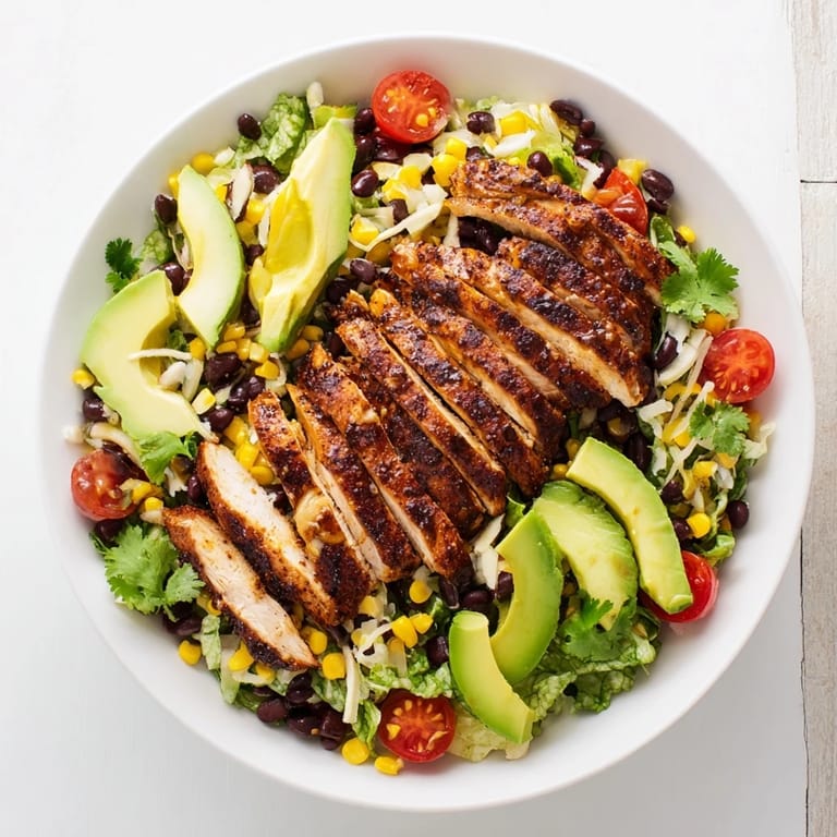 Vibrant taco salad featuring juicy honey lime grilled chicken, cherry tomatoes, red onion, and melted cheese for a flavorful meal.