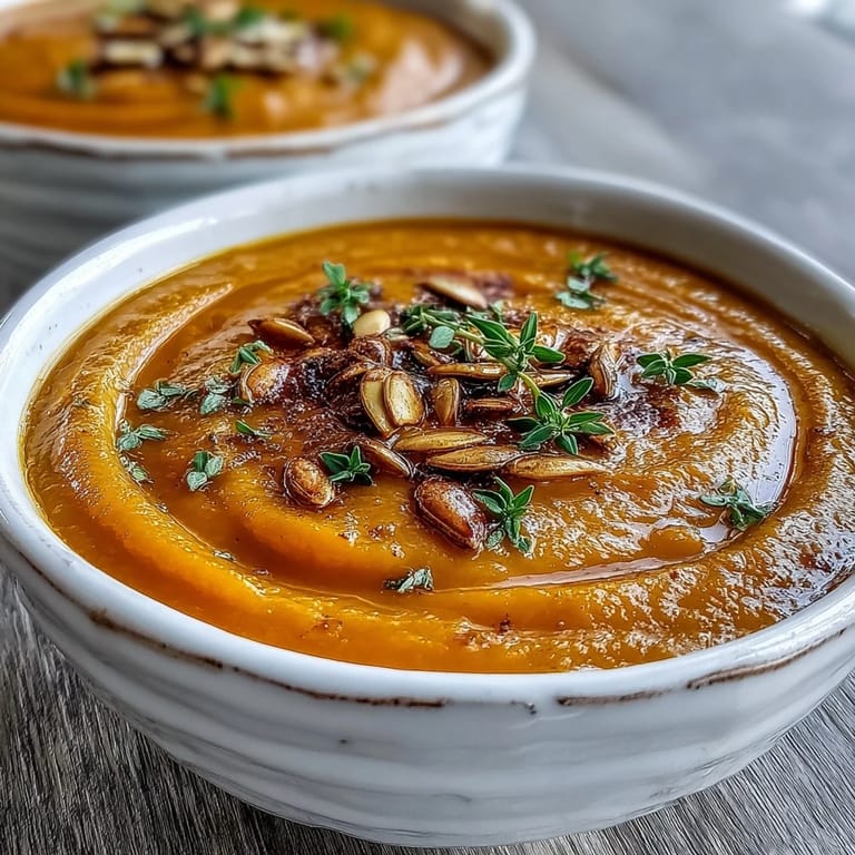Sliced butternut squash cubes on a baking sheet, caramelized and tender, ready to be blended into a silky soup.