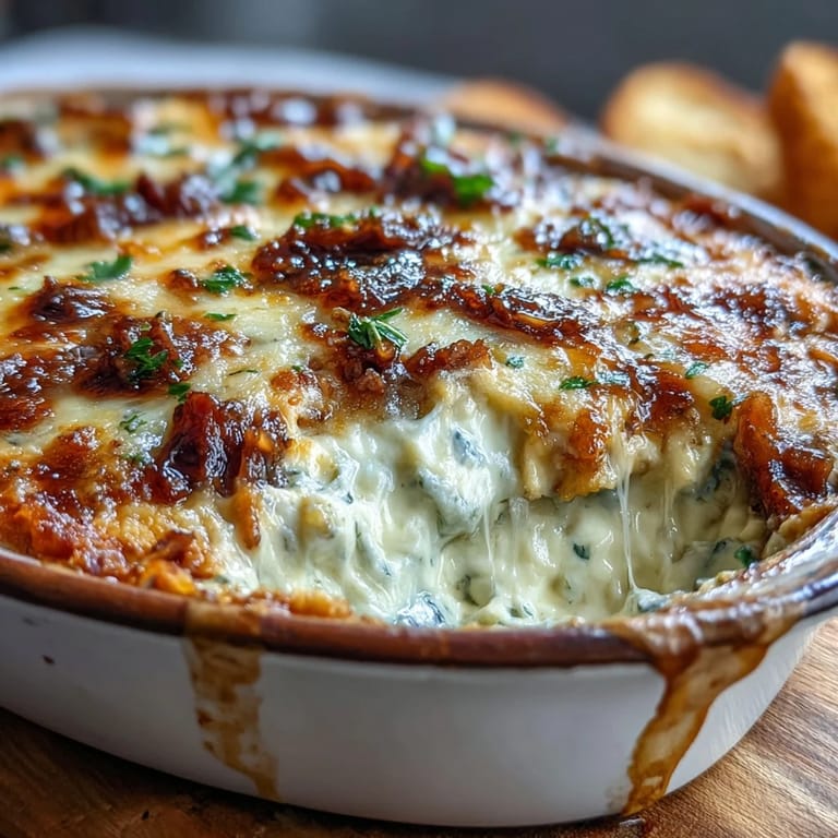 Creamy Philly Cheesesteak Dip loaded with shaved ribeye, peppers, onions, and plenty of melted provolone.