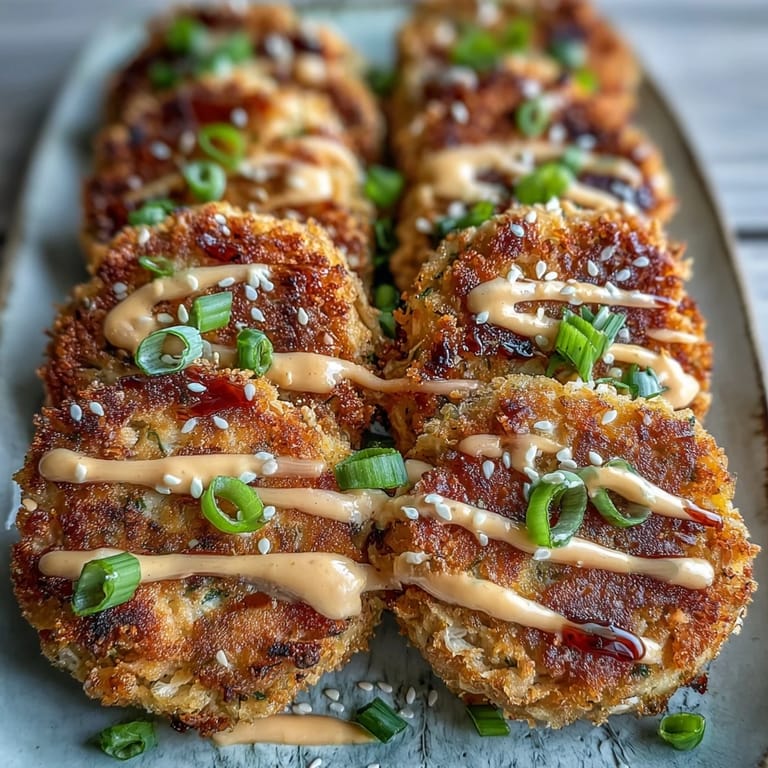 Craving Asian-Style Tuna Cakes? Enjoy these crispy, savory bites with a creamy, spicy dipping sauce for lunch. 