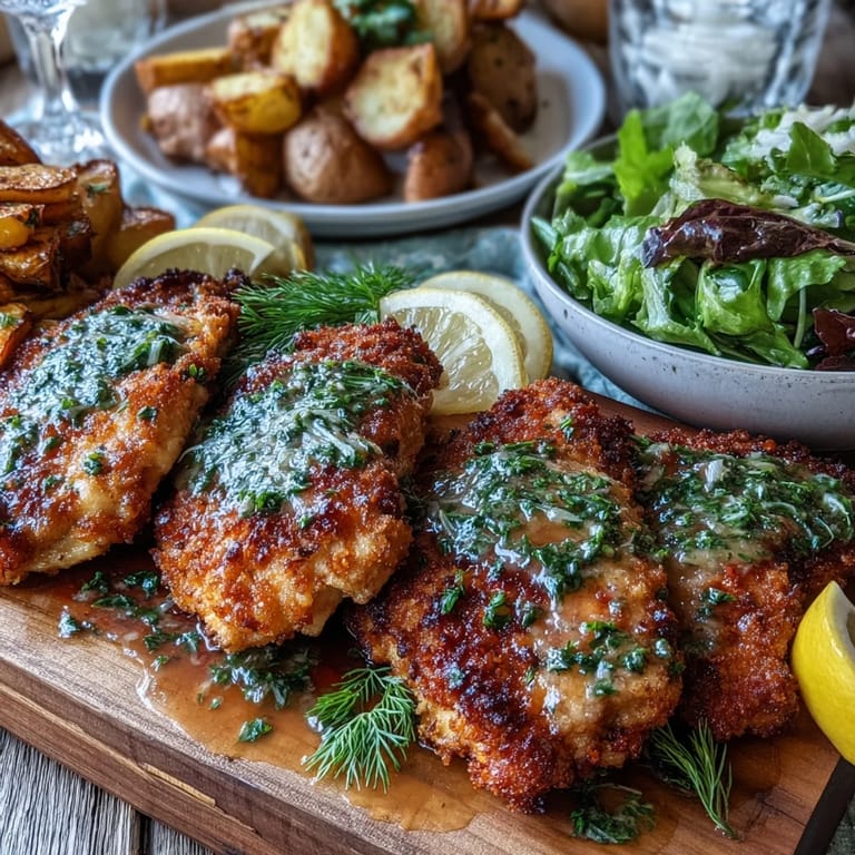 Freshly prepared Lemon Parmesan Crusted Chicken with Lemon Butter Sauce resting on a plate, garnished with parsley.