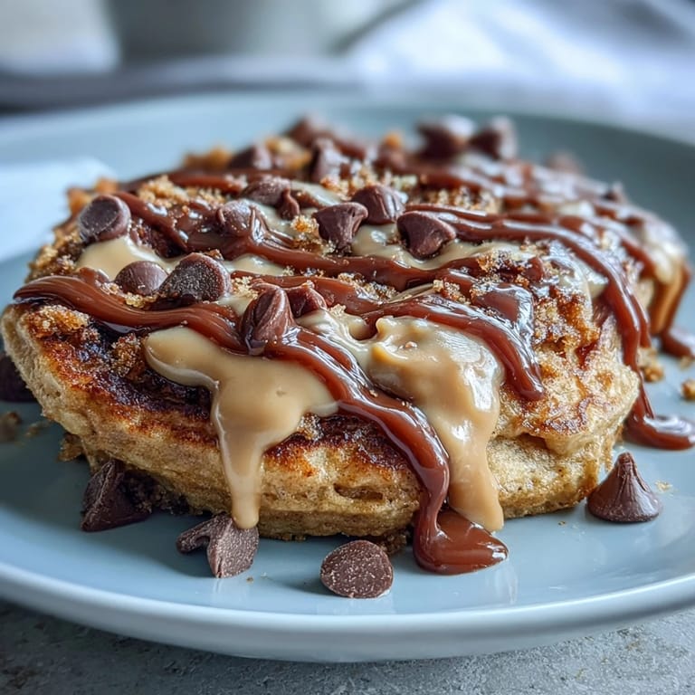 A freshly baked Peanut Butter Cup Protein Pancake Bowl with sliced bananas and chopped roasted peanuts for extra texture.