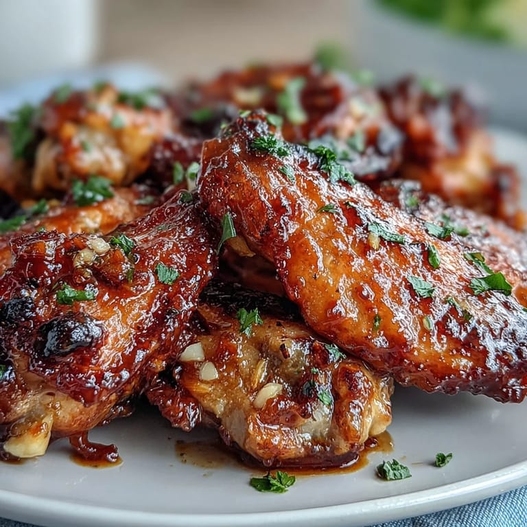 Sticky honey garlic chicken wings with crispy skin, tossed in a rich glaze and paired with tender, buttery rice for a satisfying meal.  