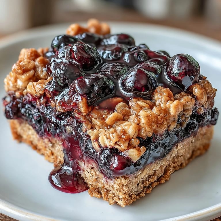 Soft and chewy blueberry oat breakfast bars filled with fresh fruit and wholesome whole wheat, ideal for morning meals.