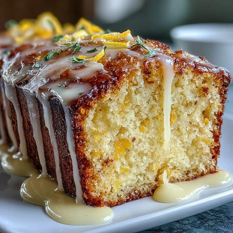 Slices of fragrant Limoncello pound cake topped with a tangy lemon glaze, served alongside fresh berries for a refreshing treat.