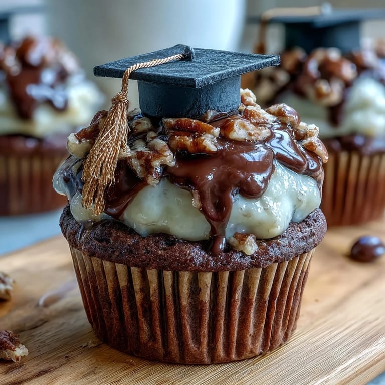 Simple Graduation Cupcakes with Cap Toppers: colorful vanilla cupcakes decorated with chocolate caps and tassels, perfect for celebrating academic achievements at parties.