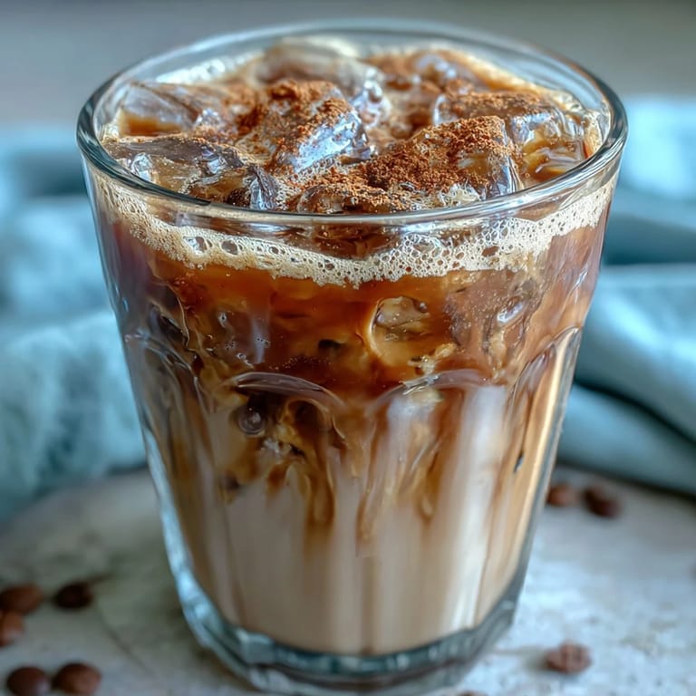 3. Creamy oat milk shaken with brown sugar espresso, topped with a sprinkle of cinnamon, served in a chilled glass.